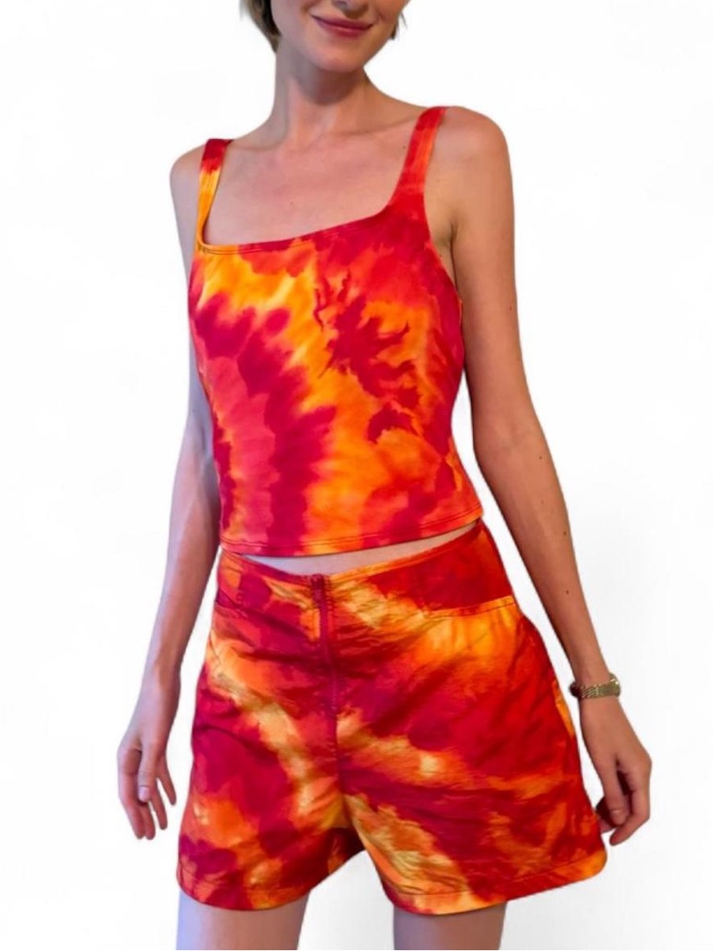 vintage two piece Red & Orange Tie-Dye swim set